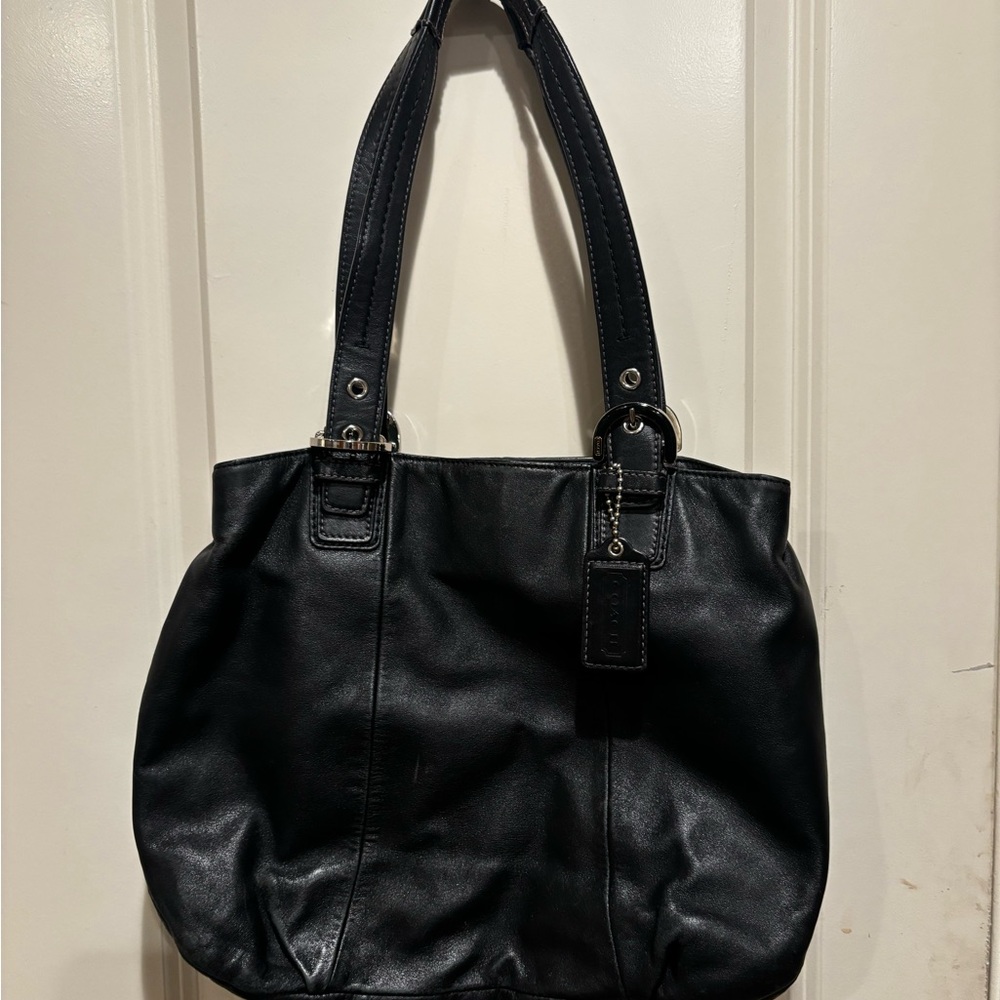 Coach Black Leather Tote Bag